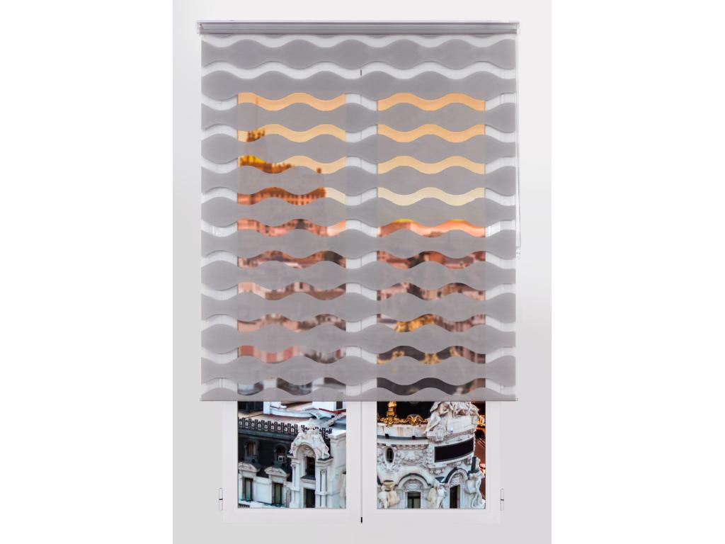 Casaplu | Estor Enrollable NOCHE y DIA | 170 x 255 cm (Ancho por Alto) Tamaño de Tela 167 x 250 cm | Modelo JEOR Color Gris