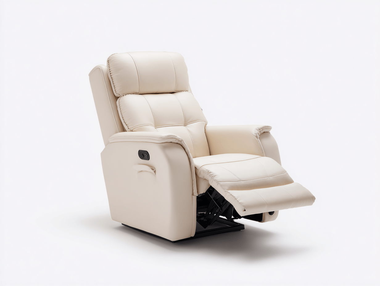 Sillón reclinable eléctrico – cuero sintético – beige – con elevador