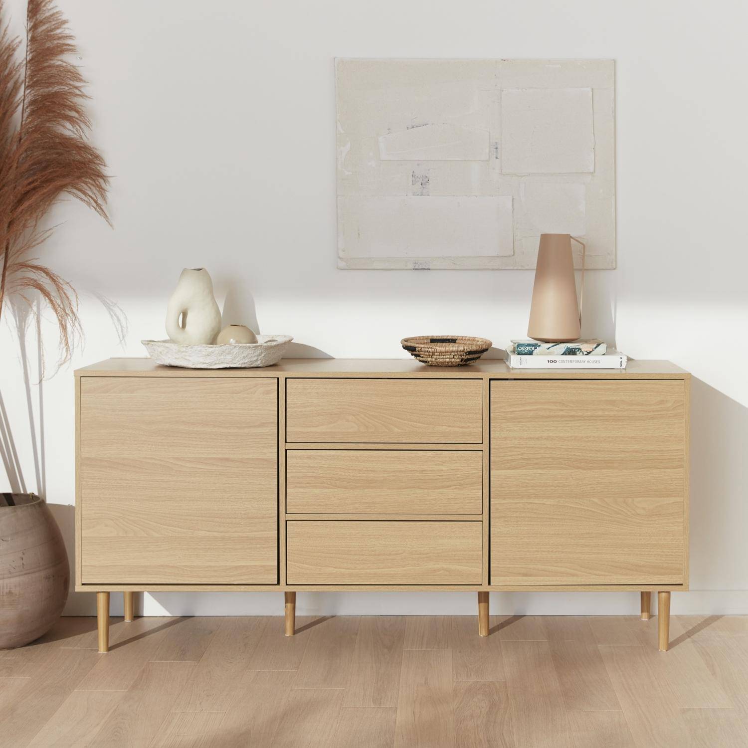 Mika - Aparador de efecto madera con 2 puertas, 160cm