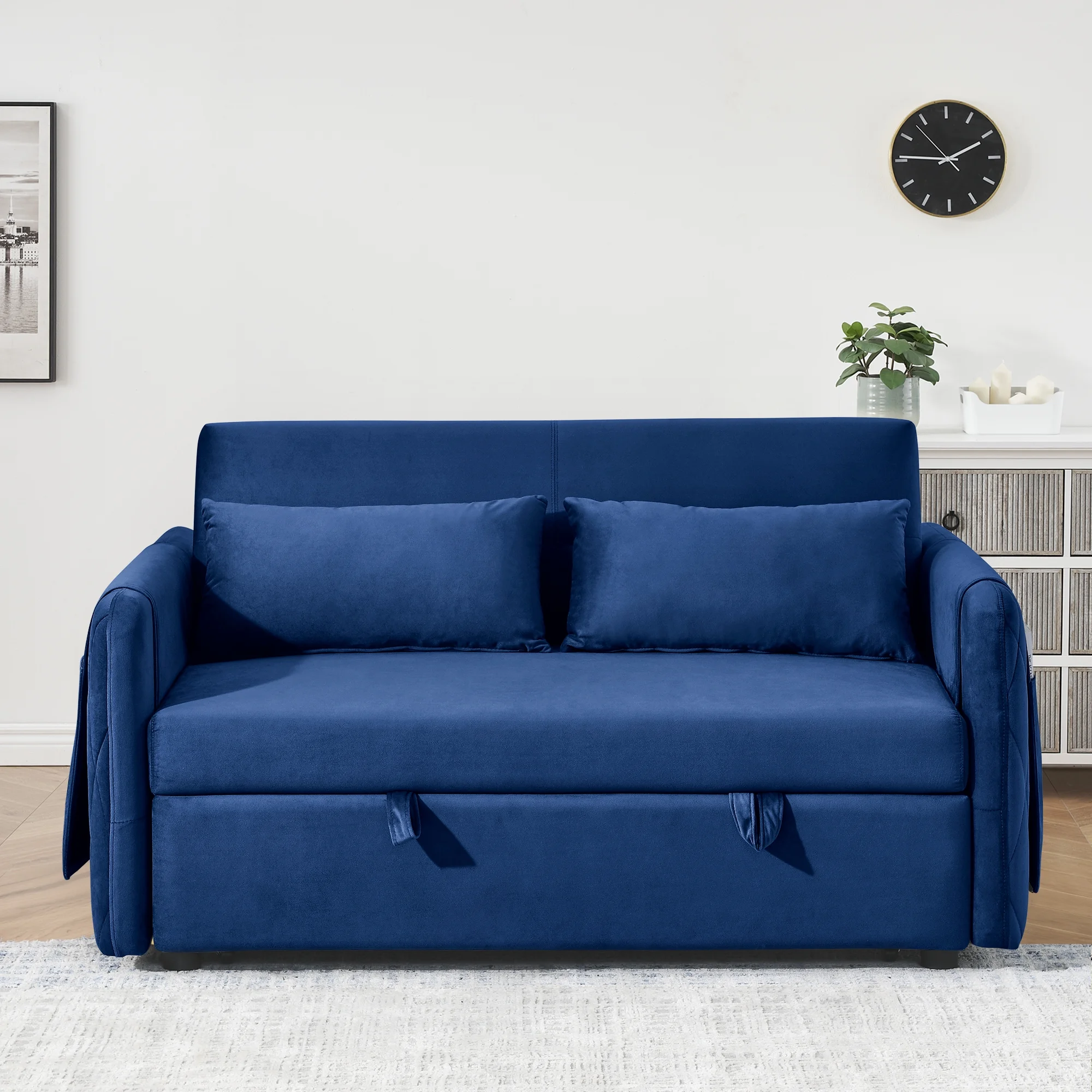 Convertible Sofa Bed,3 in 1 Sleeper Sofa with 2 Pillows and Adjustable Backrest for Living Room Office,Black - Image 32