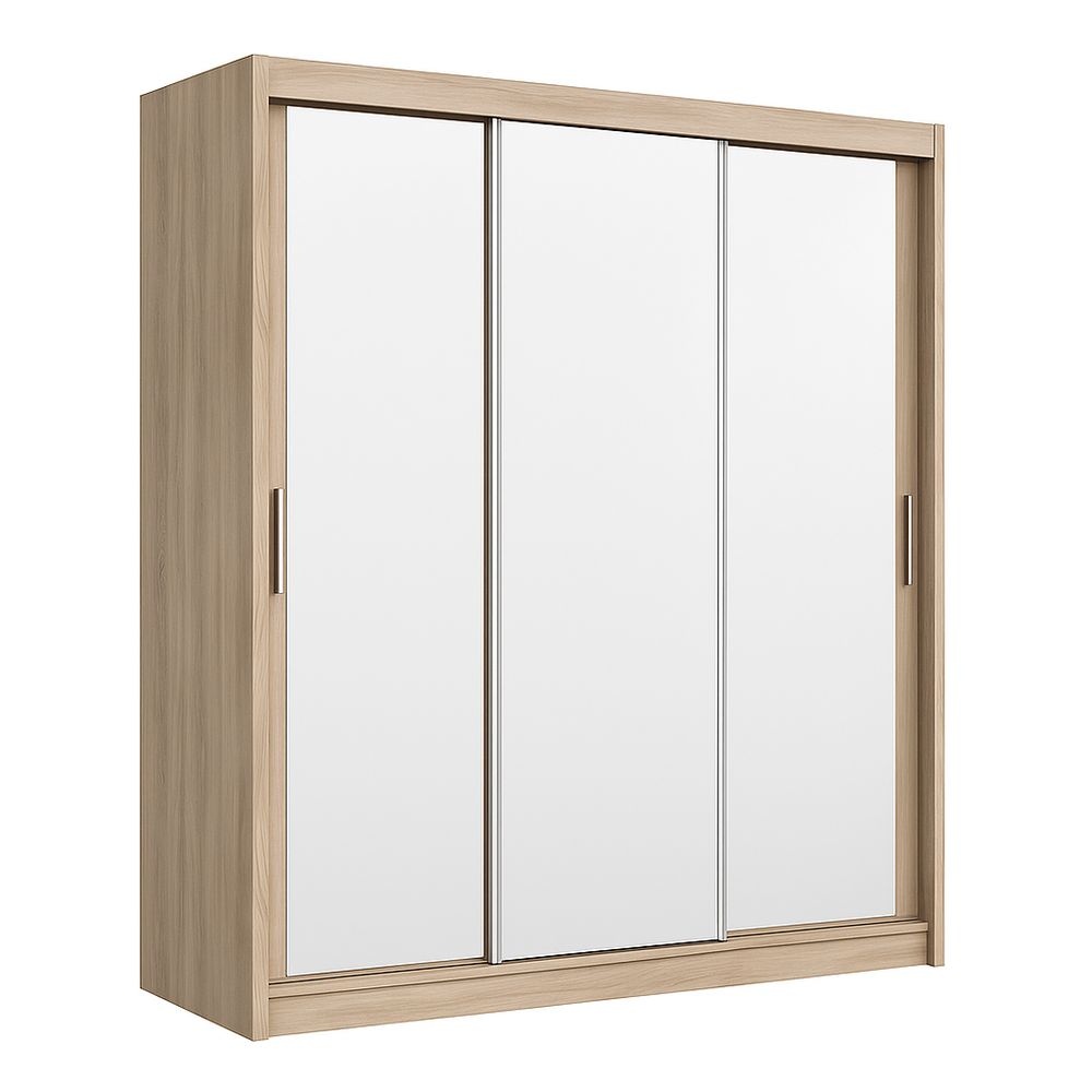 Armario Puertas Correderas Espejo Madera Roble 200x220 cm Dormitorio Moderno