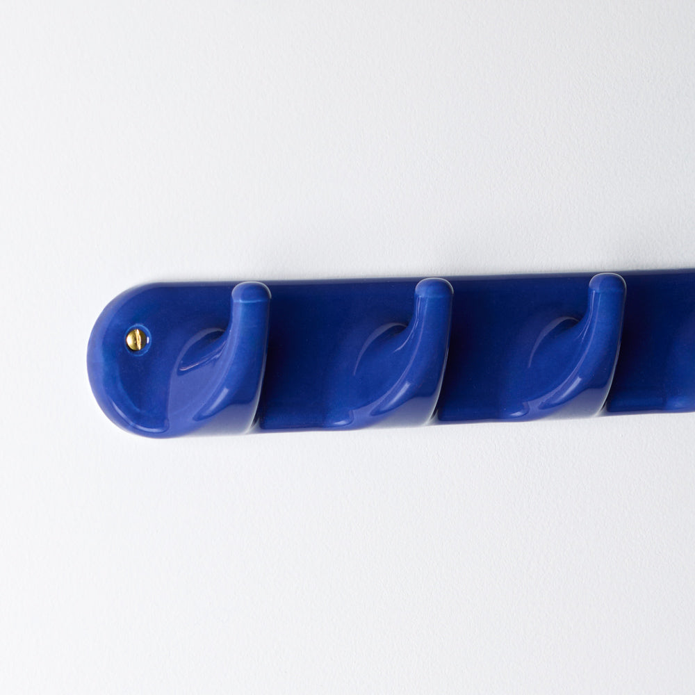 Patere 4 crochets en porcelaine - Bleu
