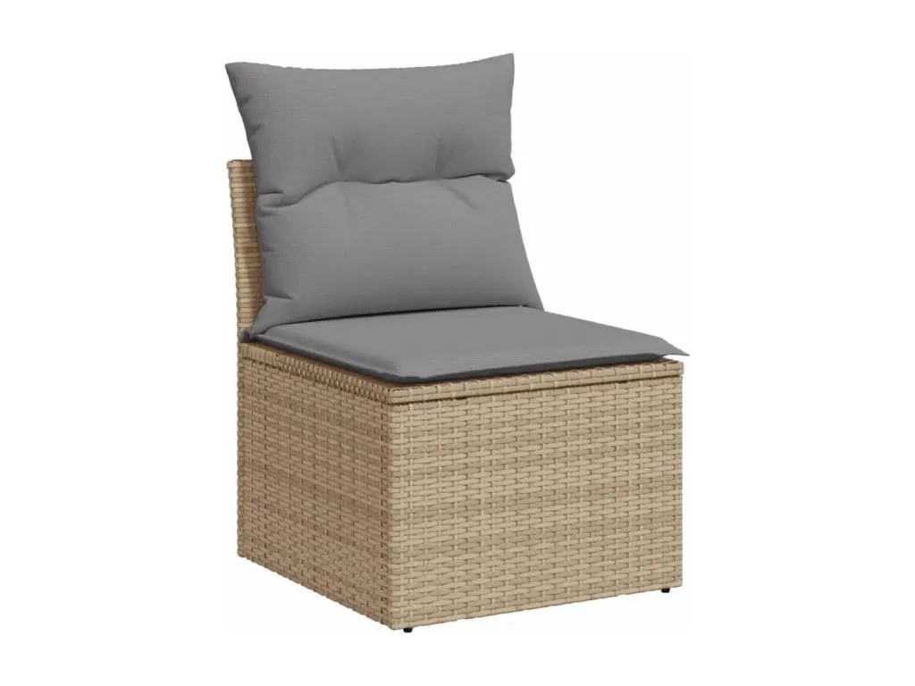 Alkihogares Set de sofás de jardín 9 pzas con cojines ratán sintético beige