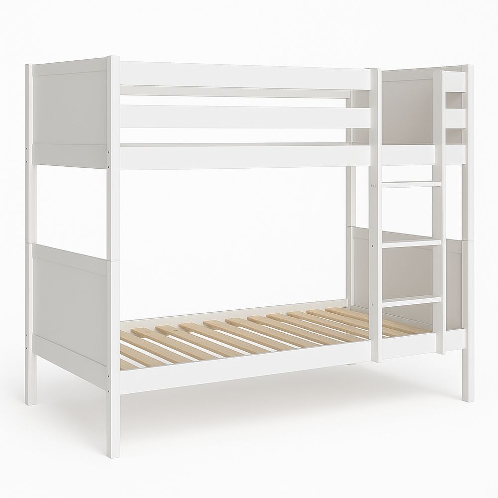 Cama litera infantil con escalera 200x90 cm funcional dormitorio estructura de madera blanco