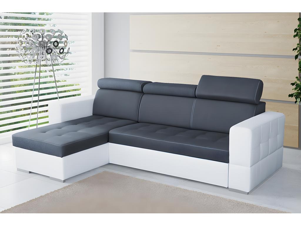 Sofá rinconero Temple 106, Gris, Función de descanso, Caja de ropa de cama, 265x175x101cm