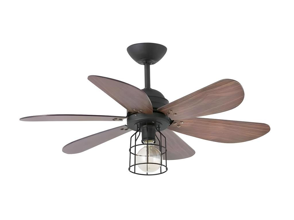 Ventilador Ac Chicago Negro Marron 3 Velocidades Mando Distancia Faro