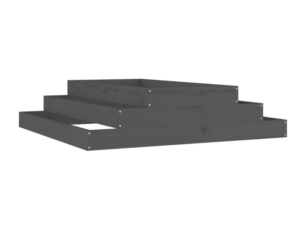 Jardinera de madera maciza de pino gris 110x110x27 cm