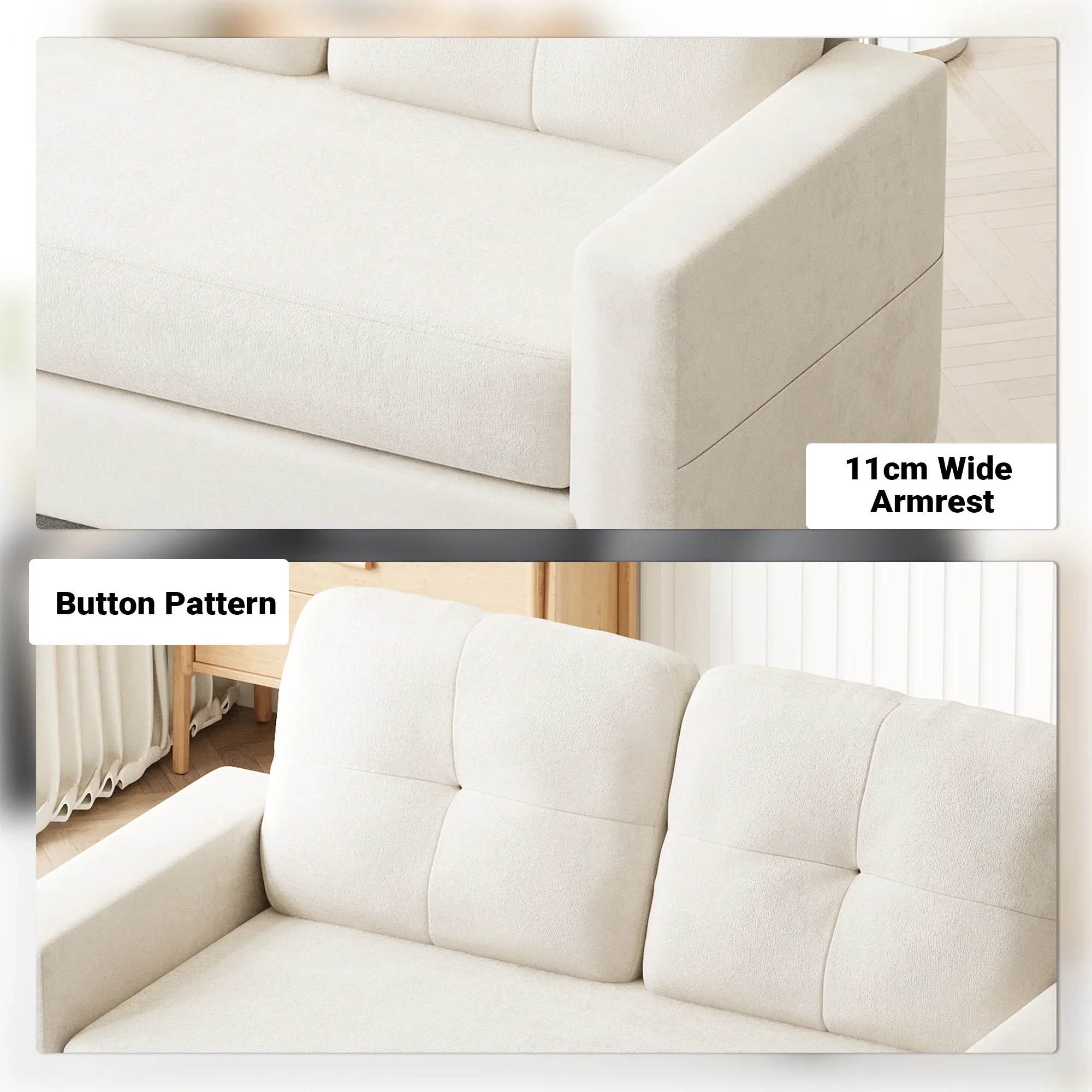 2-Seater Sofa 132cm Loveseat Sofa Beige