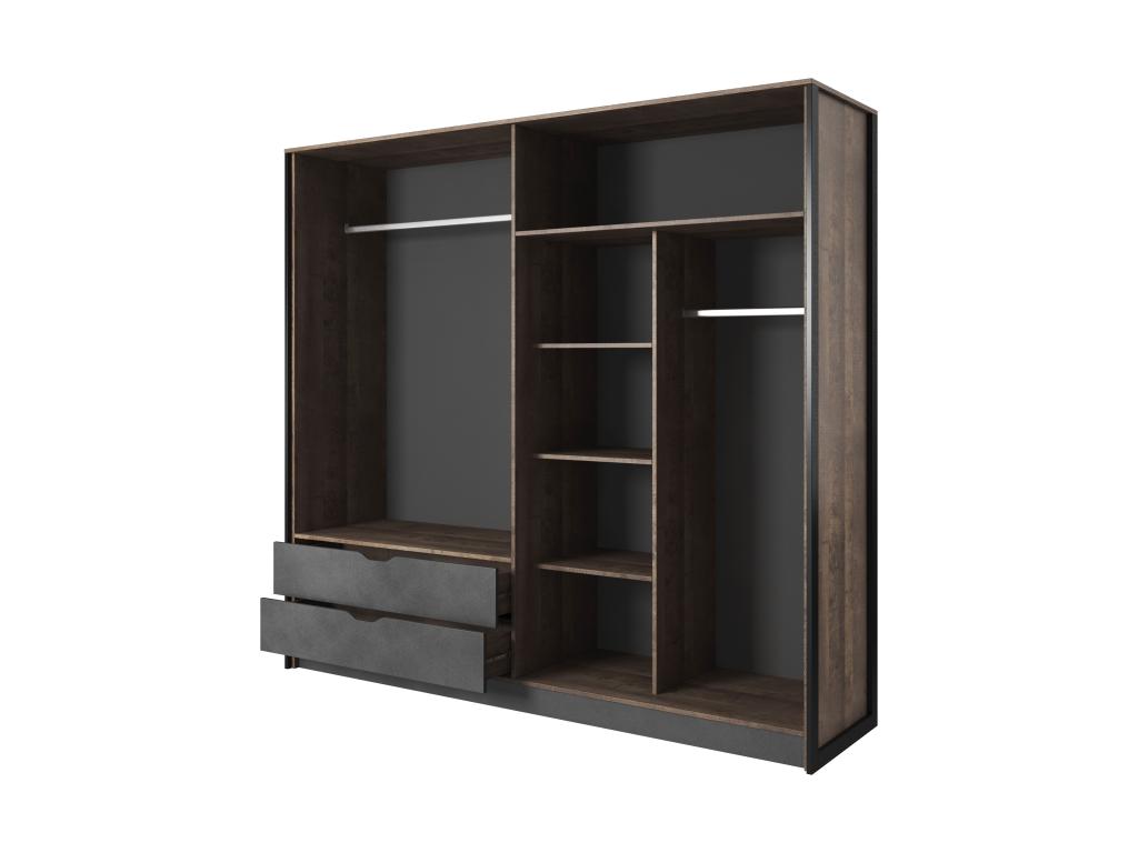 Armario con puertas batientes ARDEN LED 220x57x205 Crema & Gris