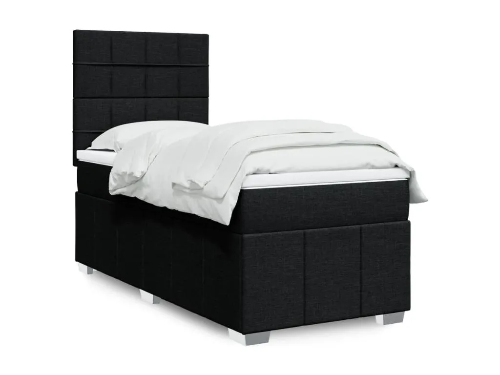 Cama box spring con colchón tela negro 80x200 cm tsi3522437
