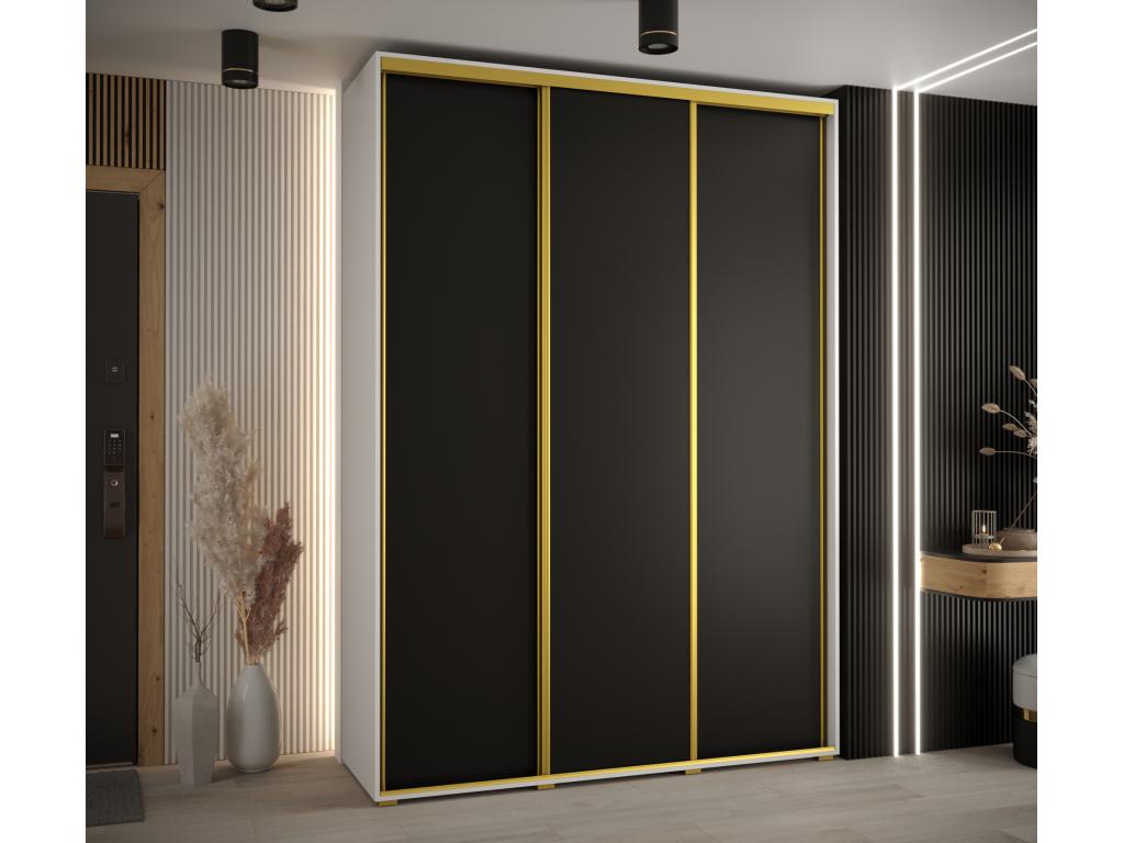 ARMARIO DAVOS 1 DE PUERTAS CORREDERAS 235,2/170/45 3 puertas (Lujodec/Negro/Oro)