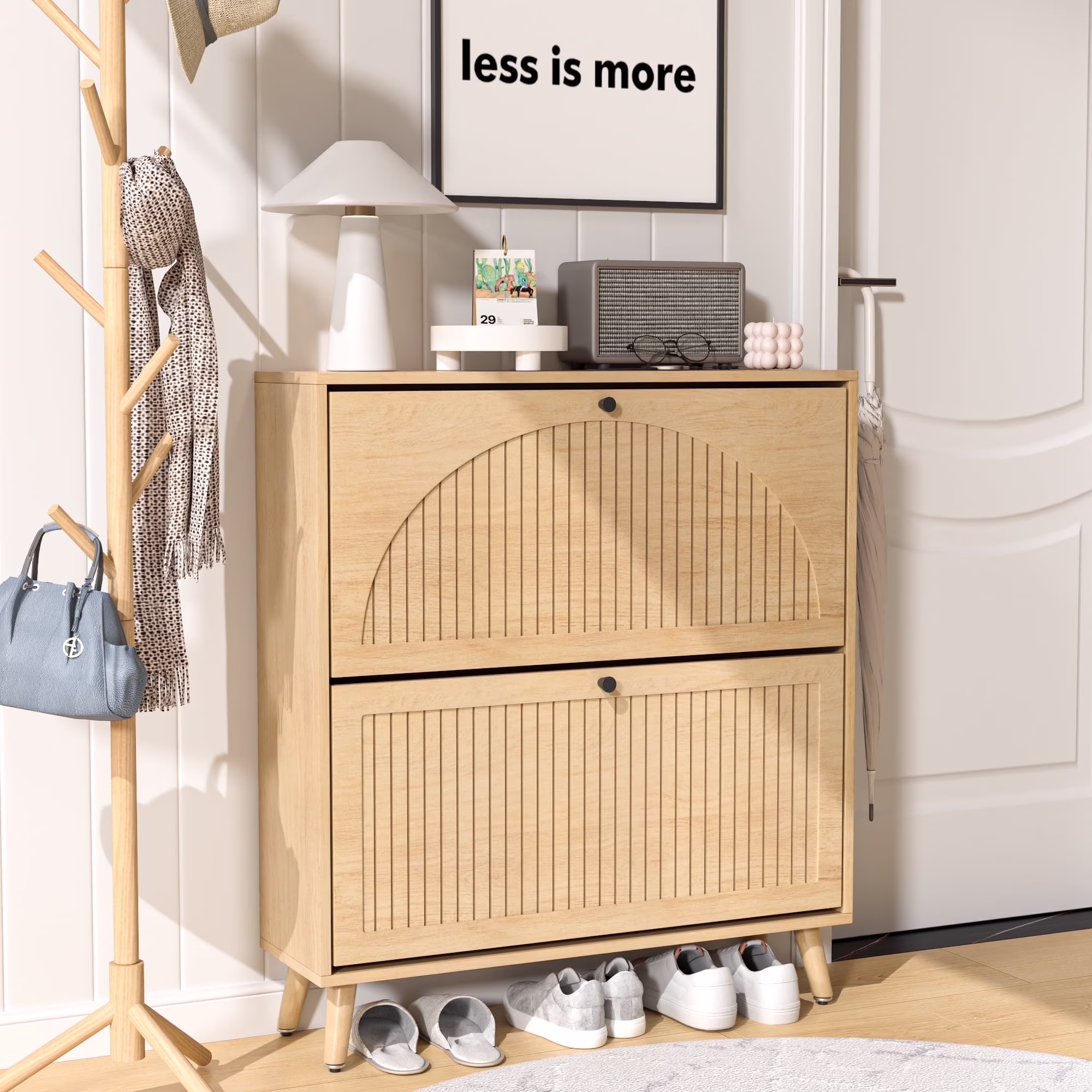 Shoe Storage Cabinet with 2 Flip Drawers, Modern Shoe Cabinet Storage for Entryway, Entryway Shoe Storage - Image 5