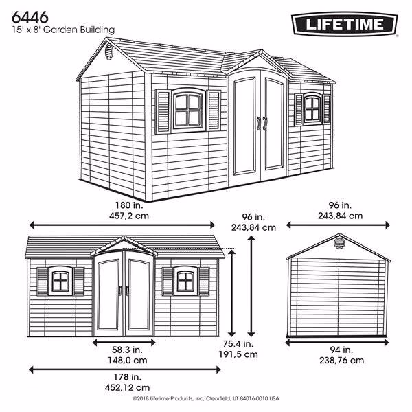 Side Entry 15 ft. W x 8 ft. D Plastic Storage Shed