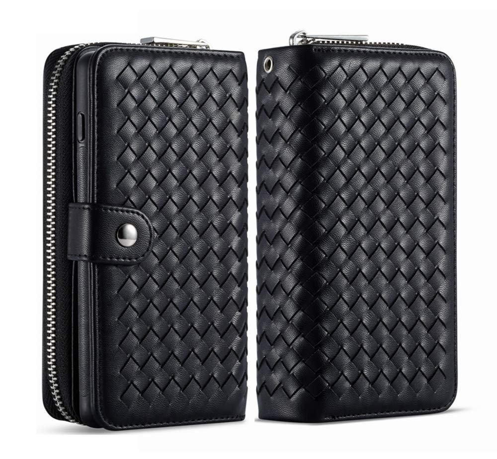 SAMSUNG Weave Texture Zipper Wallet Magnetic Detachable 2 In 1 Case