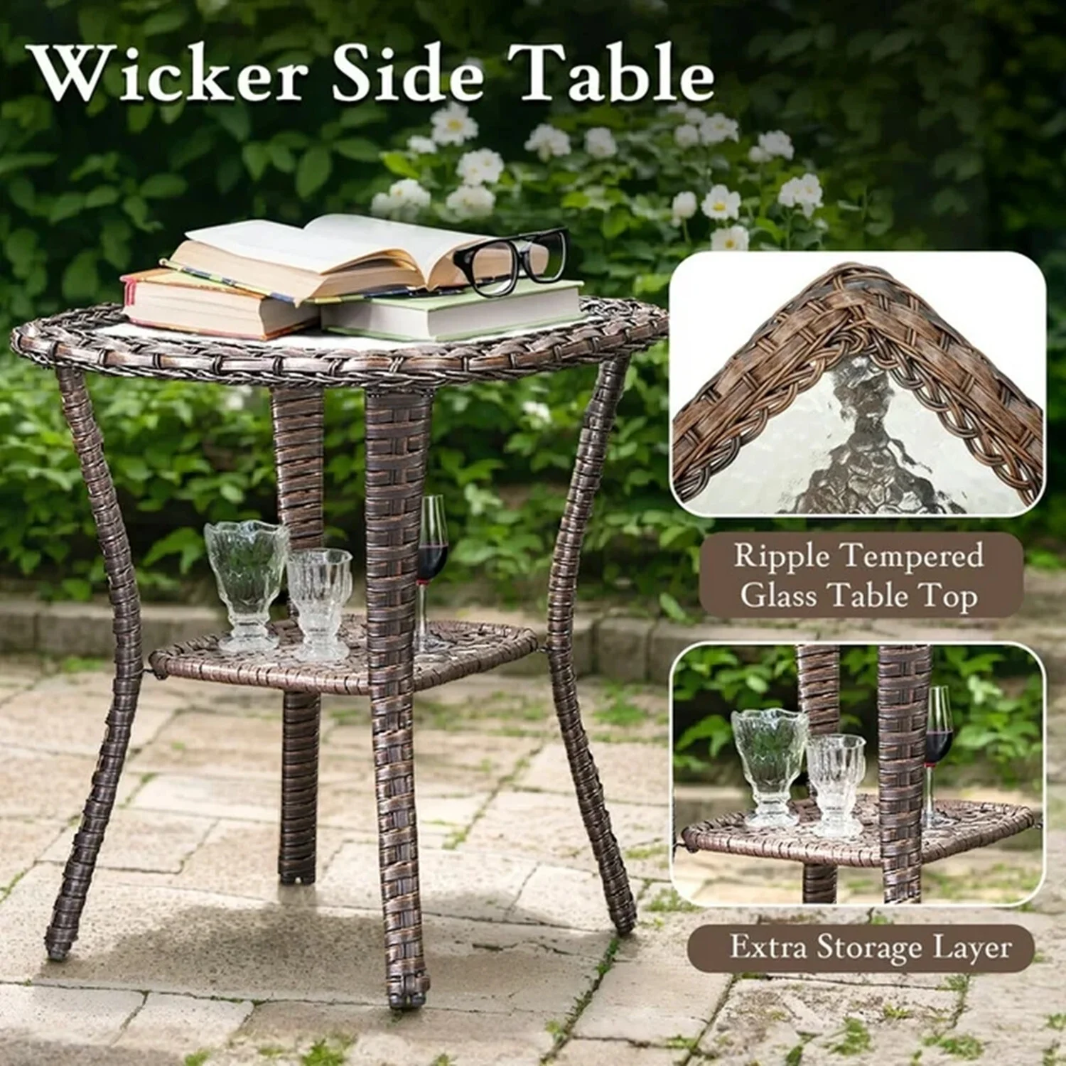Bellefurn Outdoor Patio Furniture Set with Fire Pit and Swivel Rocker Chair,High-Back Wicker Outdoor Conversation Sets with 3 Seater Couch and Side Table Set for Porch,Deck,Garden - Image 14