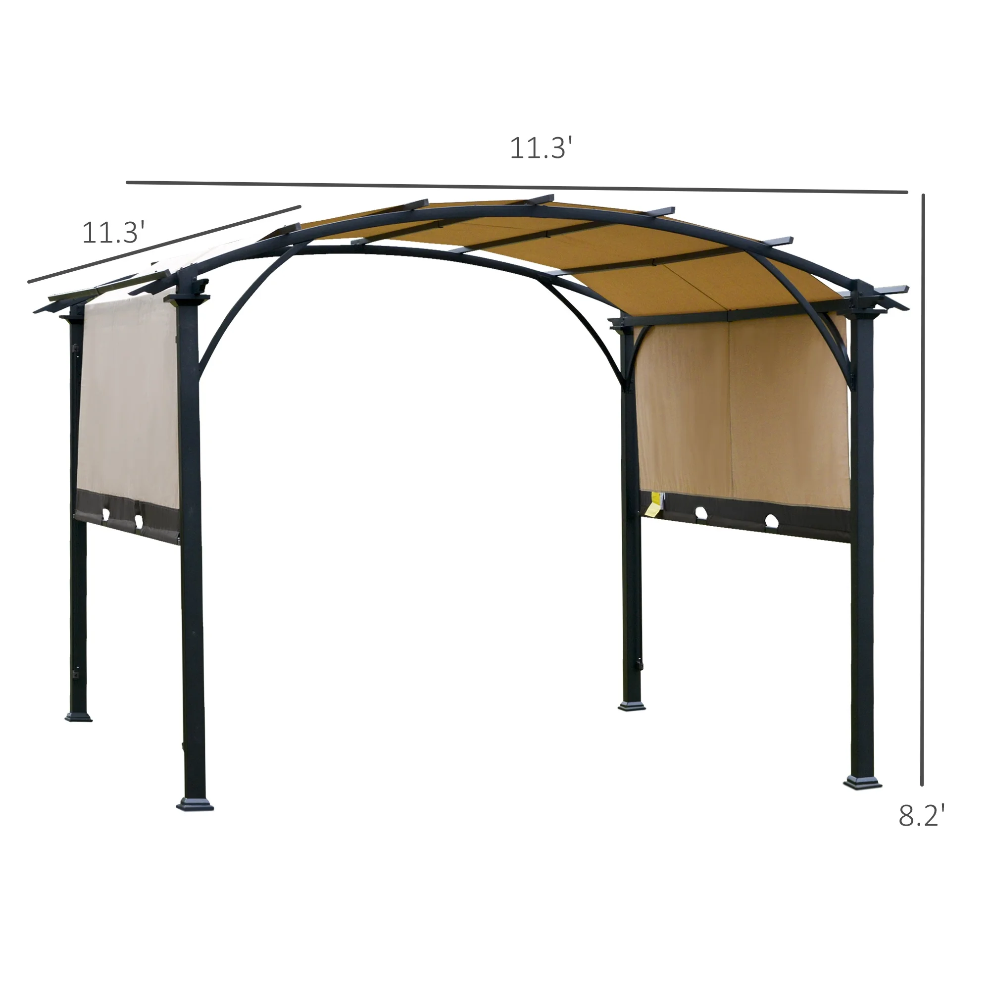 Outsunny 11' x 11' Outdoor Retractable Pergola Canopy, Sun Shade Canopy Patio Metal Shelter for Garden Porch Beach, Beige - Image 8