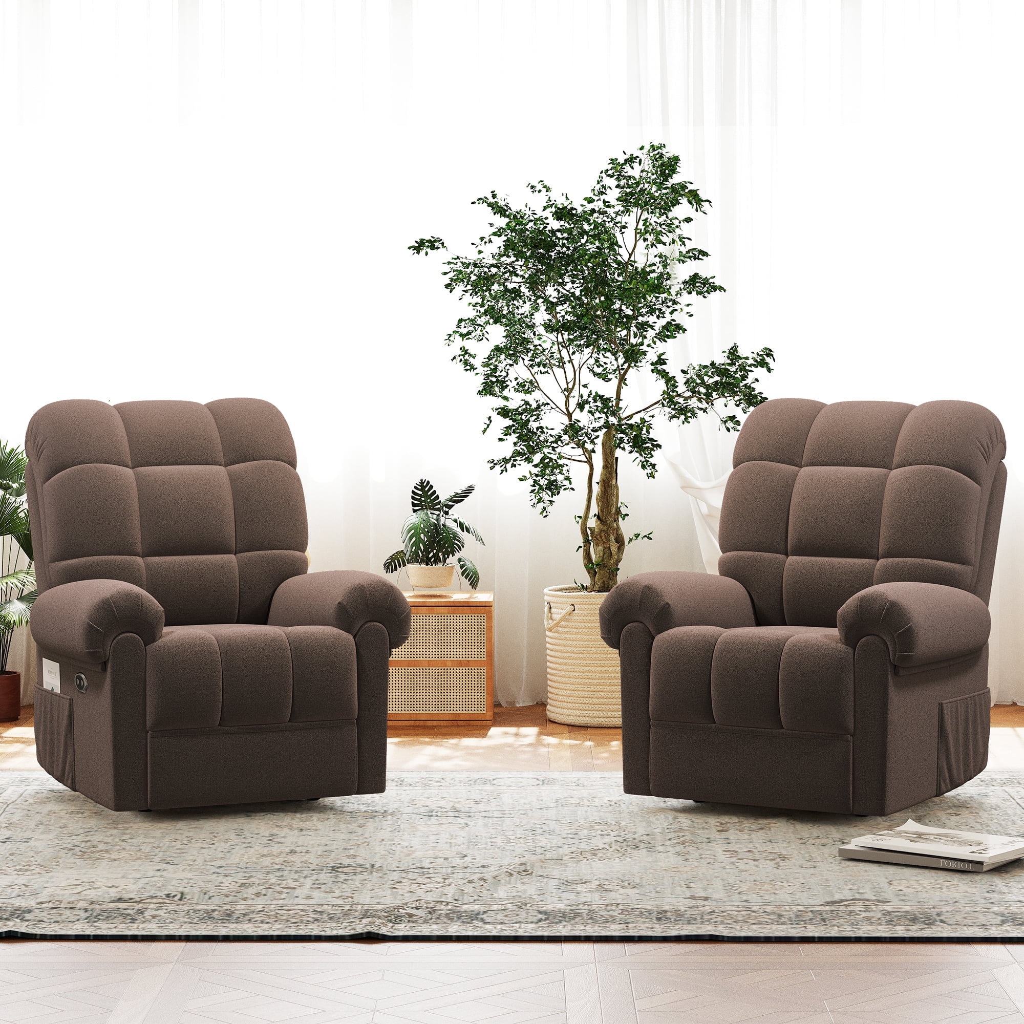 Power Recliner Chair,Electric Recline Sofa Chair for Adults with USB Port,Comfy Teddy Fleece Adjustable Cloud Sofa,Tool-Free Setup,Beige White - Image 33