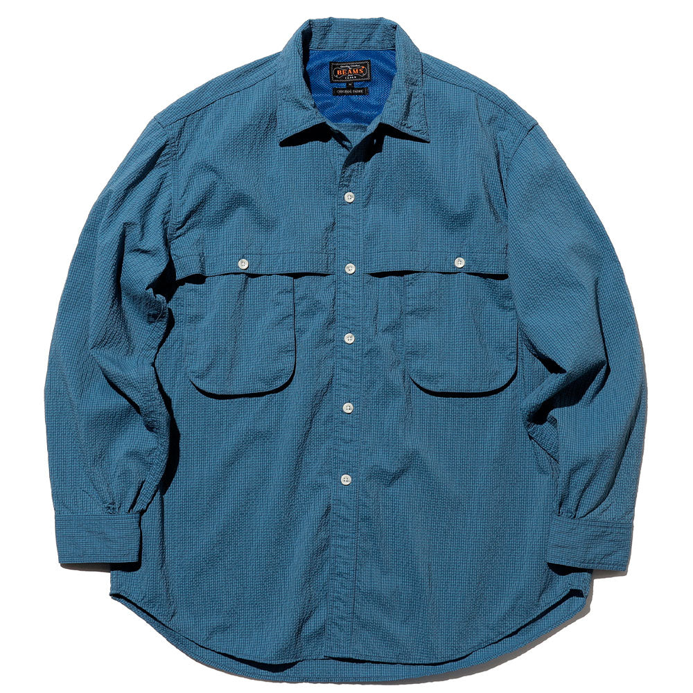 Beams Plus - Chemise Adventure Gingham - Bleu