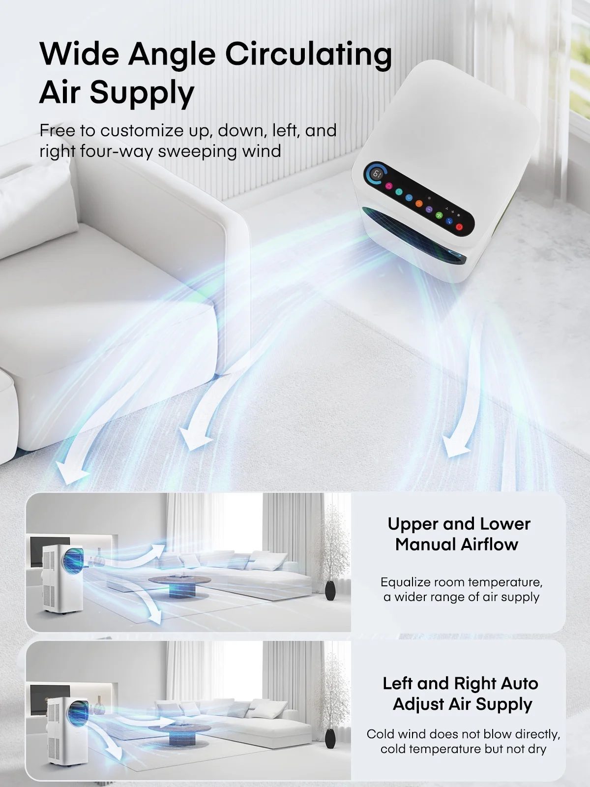 FOHERE 12000 BTU Portable Air Conditioner for Room Cooling and Heating, Covers up to 550 Sq. Ft, 4 IN 1 All Season AC Portable Air Conditioner with Remote Control and Window Kit, White - Image 15