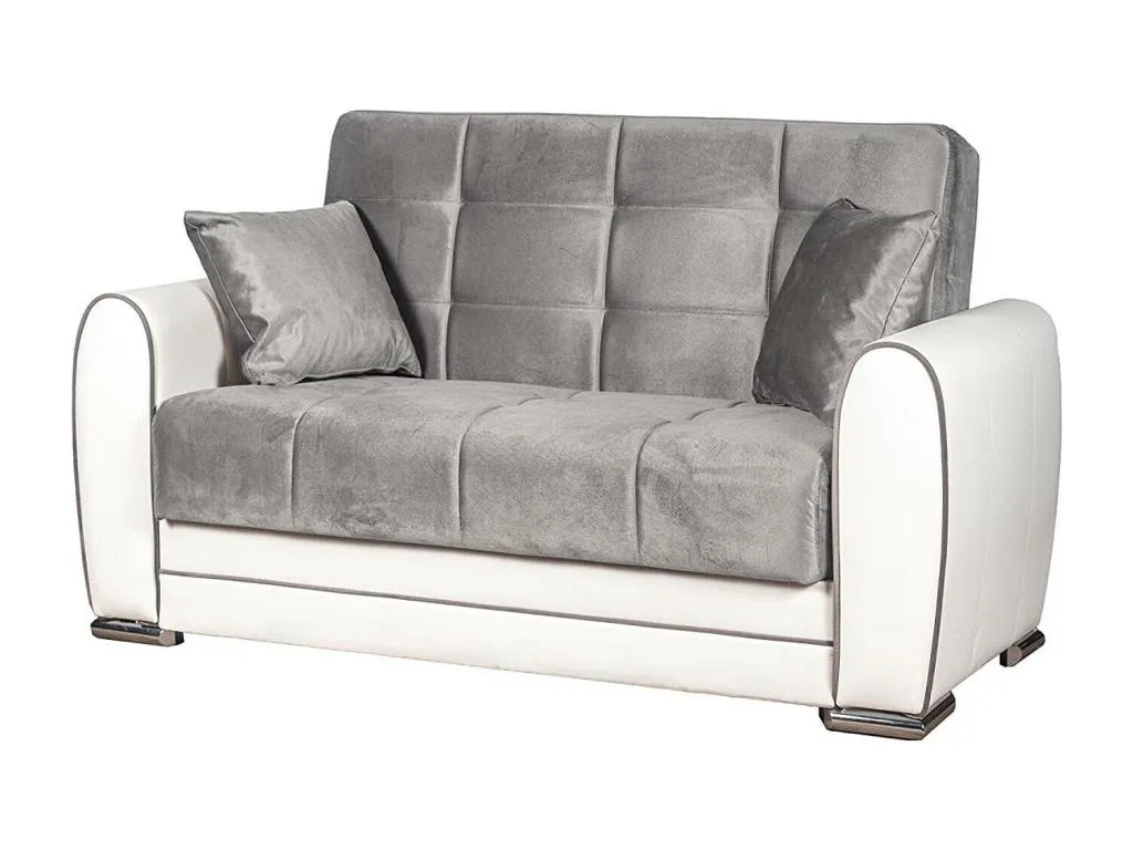Sofá cama Hogarsens Sofá cama rinconera contenedor en ecopiel y tela Sofá de salón con apertura click-Hogarsens y península reversible 163x84h91