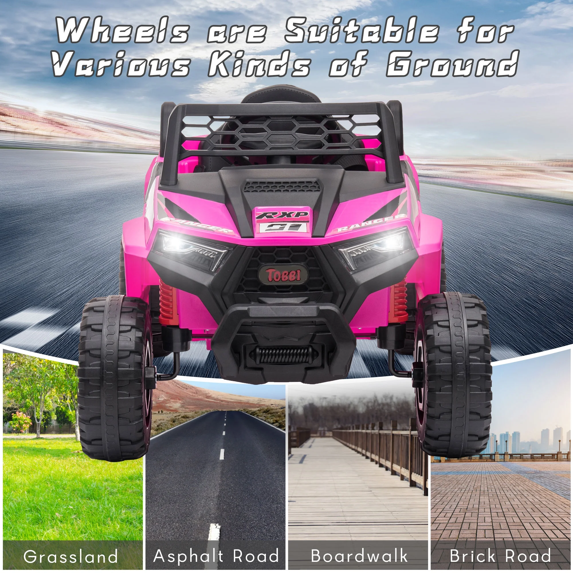 TOBBI 12V Kids Electric off-Road UTV Truck Car Battery Powered Ride on Toys for Girls with LED Headlights, Music, Horn - Image 10