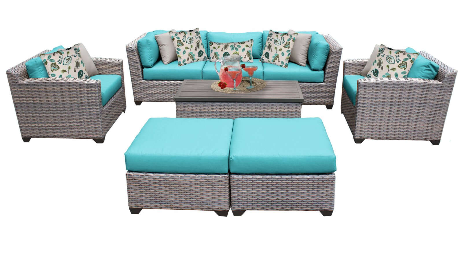 Merlyn Wicker/Rattan 7 - Person Seating Group with Cushions