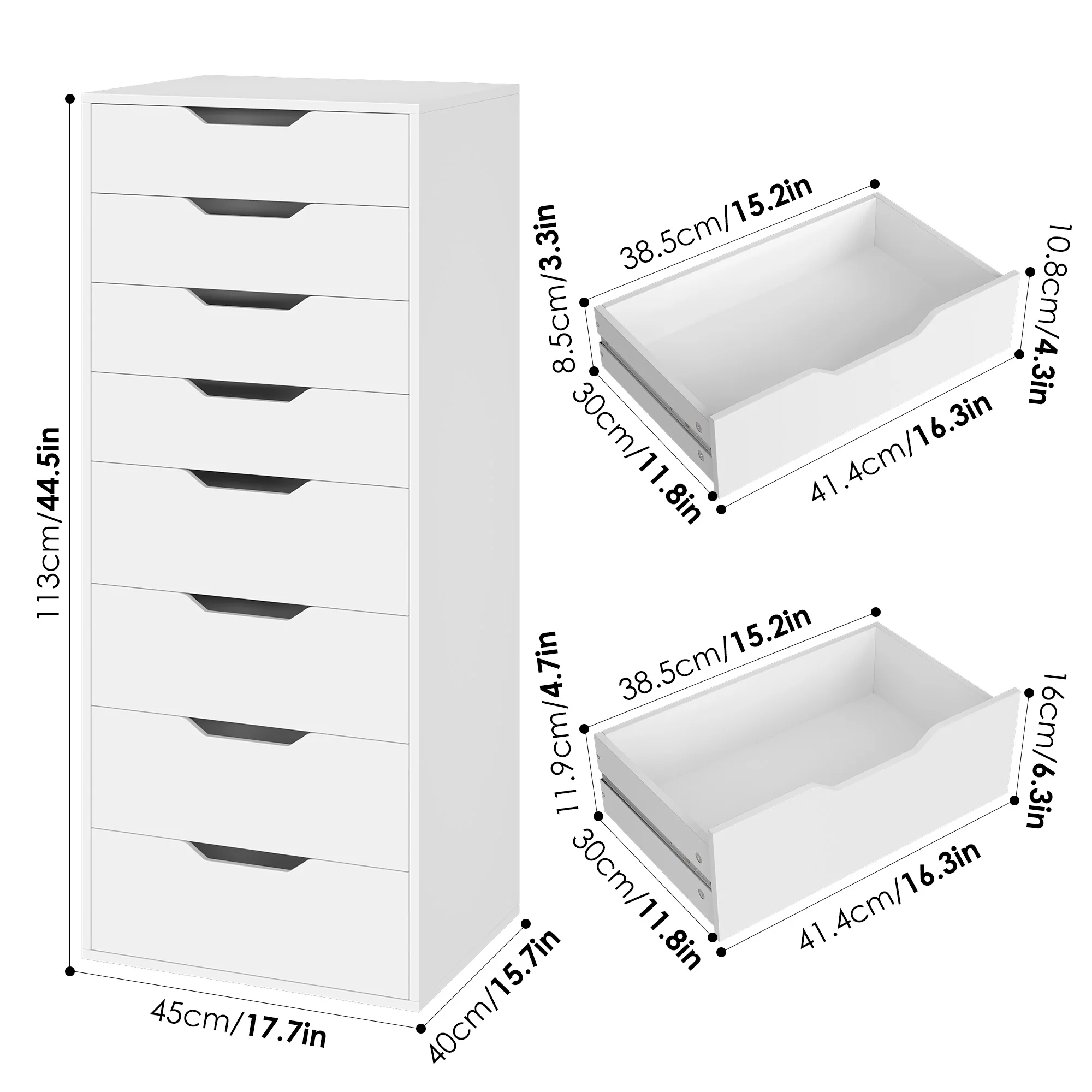 Homfa Vertical 8 Drawer Dresser, 44.5-H Modern Drawers Dresser for Bedroom Living Room, White - Image 6