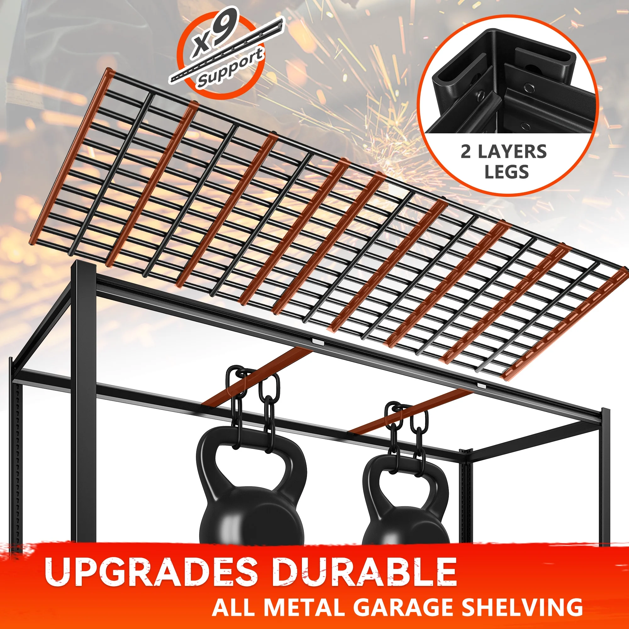 REIBII 60" W Garage Shelving 3000LBS Heavy Duty Storage Shelves Adjustable 5 Tier Metal Storage Rack,60" W x 24" D x 72" H - Image 15