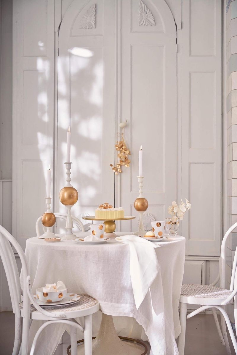 Set/2 Bowls Dot Delight White/Gold 20cm