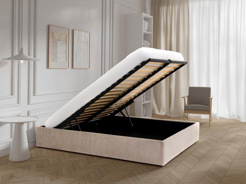 Canapé abatible de 140 x 190 cm de pana - Crema - PONTOS de YSMEE
