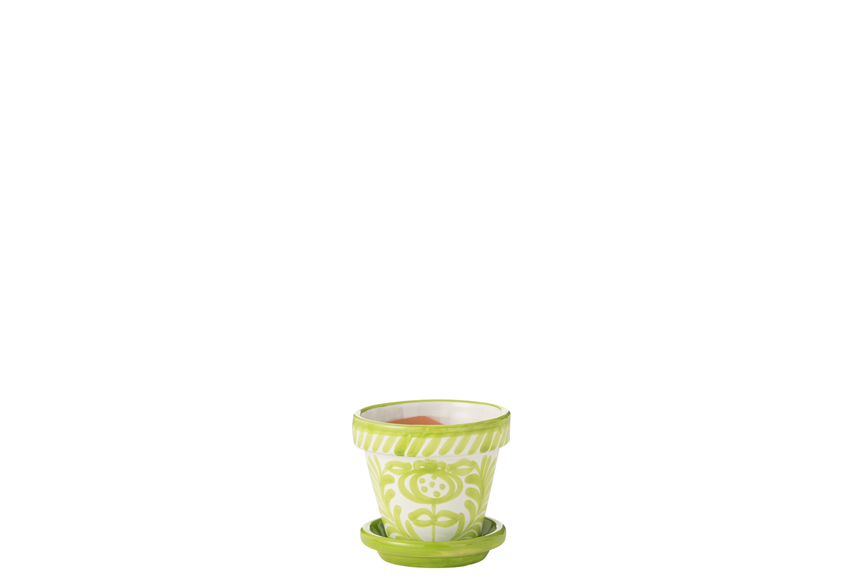 J-Line bloempot Granada Handmade + Painted - keramiek - groen - extra
