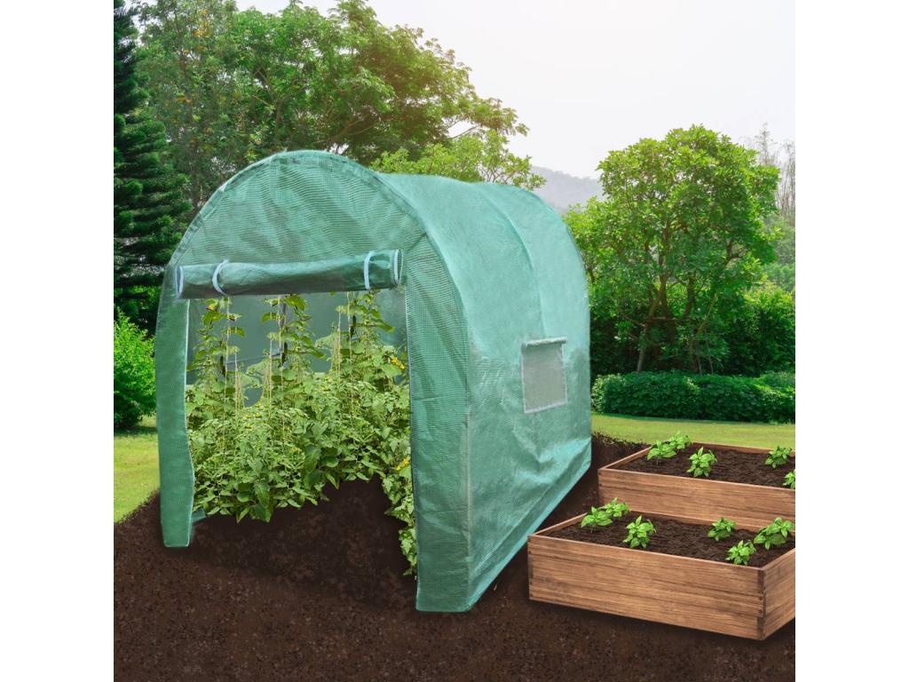 Politúnel con Puertas Ventanas Galvanizadas   PE Jardinería  Metálico   Jardín Vegetal Decoratodo  Flores 19mm de diámetro |  x 2.5M