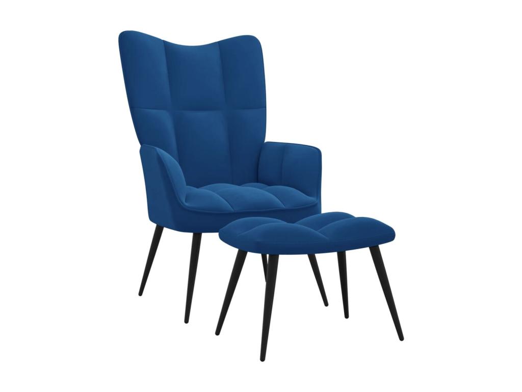 Sillón de relajación con reposapiés Terciopelo azul