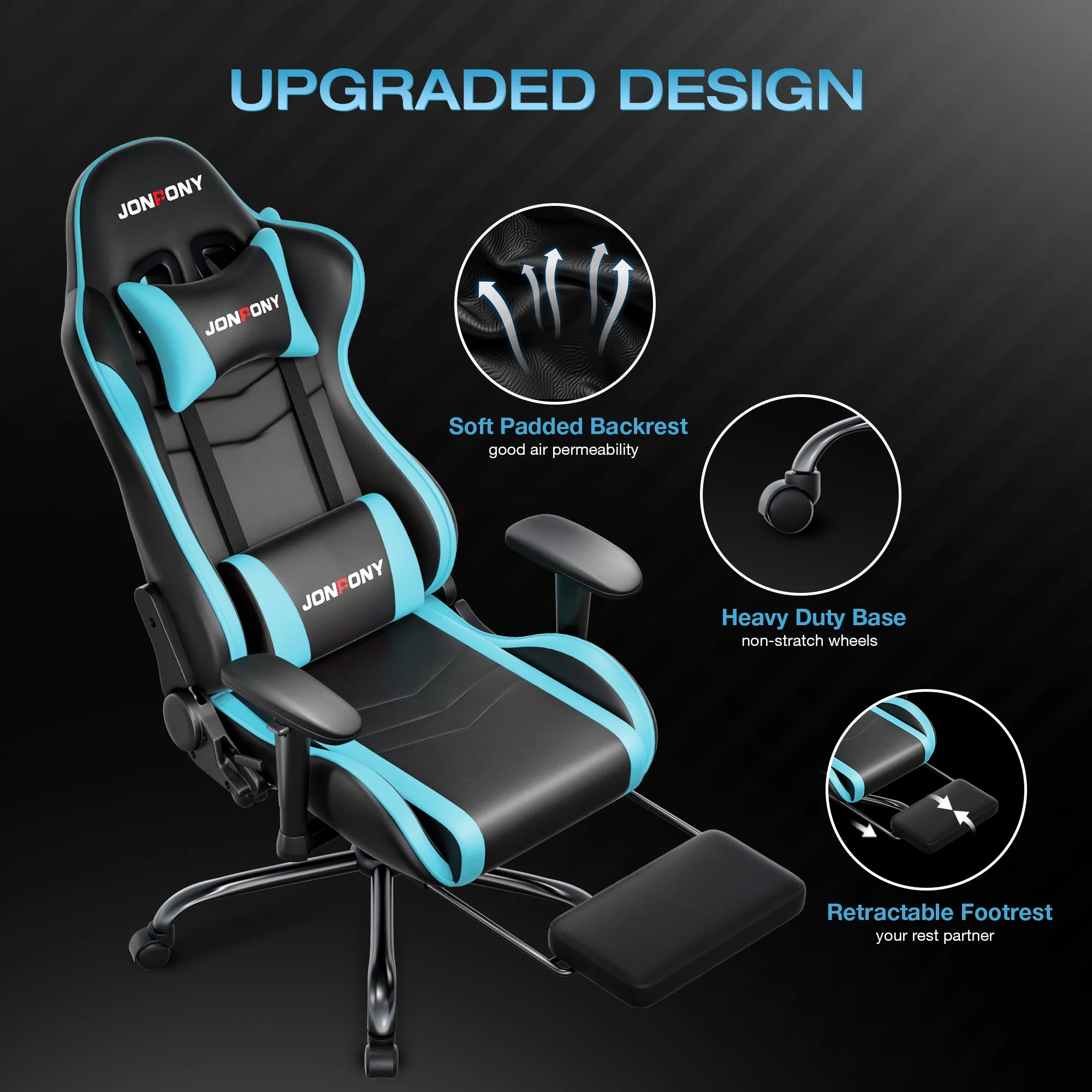 JONPONY Big and Tall 500LBS Gaming Chair, Ergonomic Design, Gamer Chair PU Leather with Footrest and Lumbar Support, High Back Office Chair Support 8 Hours Long Sitting, Computer Chair,Red - Image 81