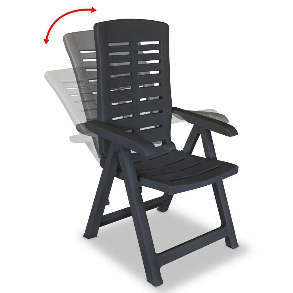 vidaXL Reclining Patio Chairs Outdoor Stack Dining Chair with Armrest Plastic - Image 26