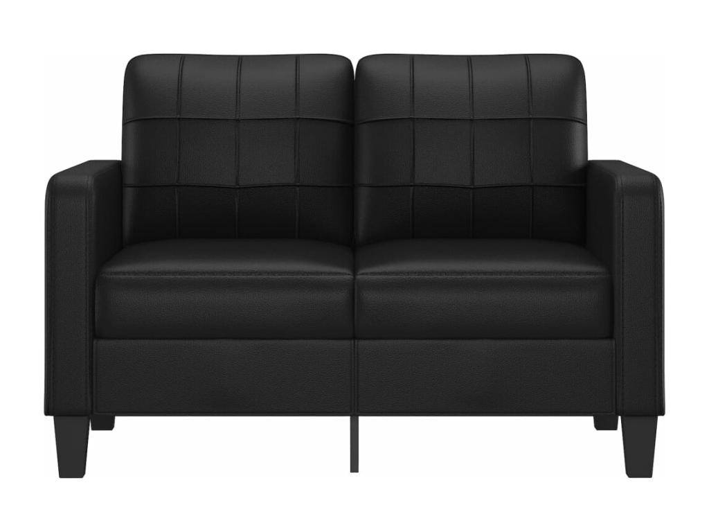 Sofá de 2 plazas de cuero sintético negro 120 cm - eRdgnf1176Et
