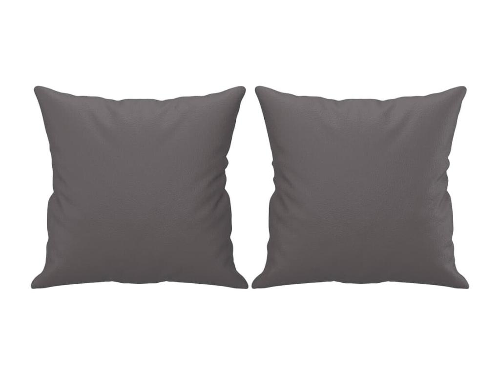 Sofá de 3 plazas con cojines cuero sintético gris 180 cm