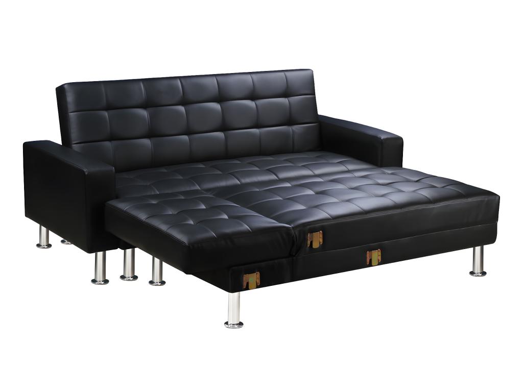 Sofá esquinero convertible y reversible - 4 plazas - negro