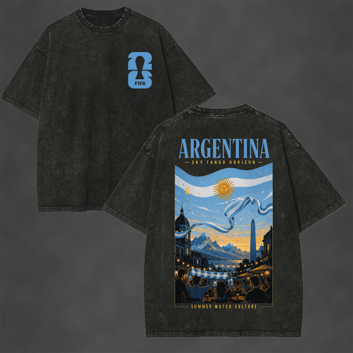 Sky Tango Horizon Printed Unisex Washed T-Shirt