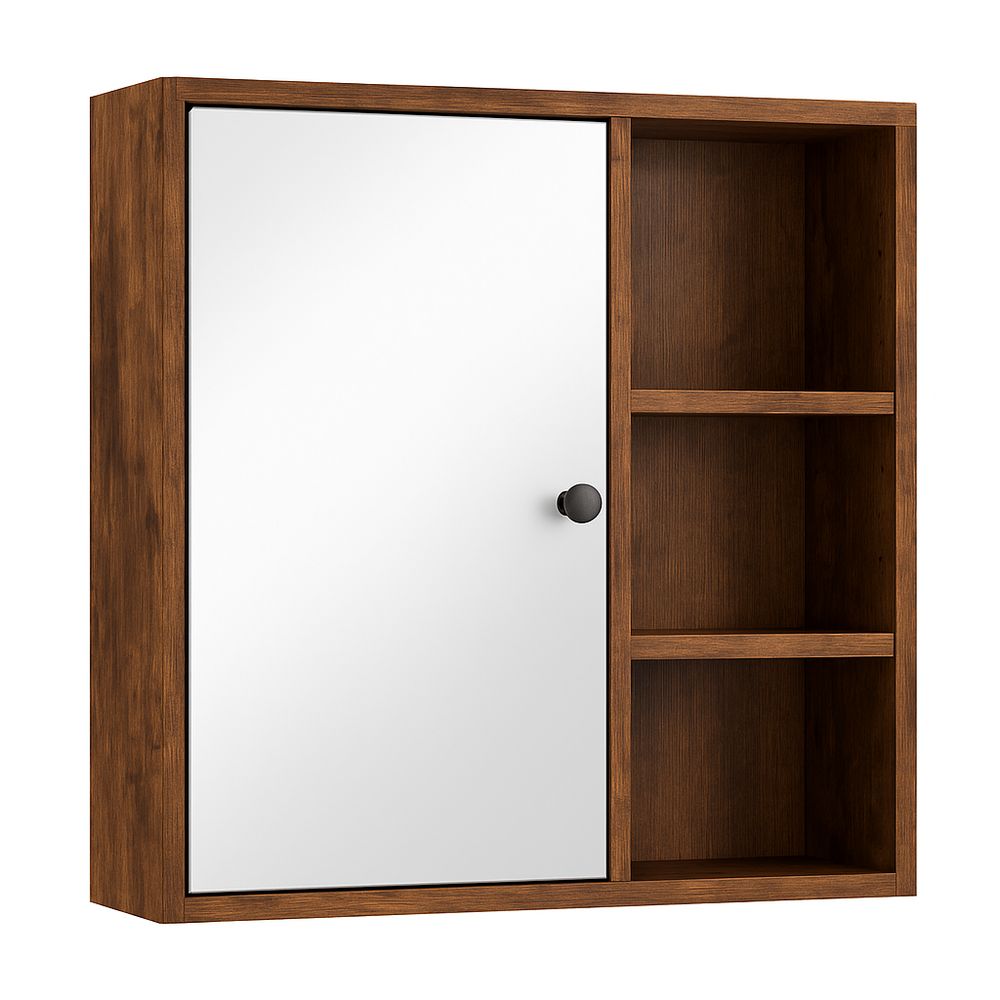 Espejo de pared con estantes de madera,armario moderno para baño,almacenamiento funcional,estilo minimalista