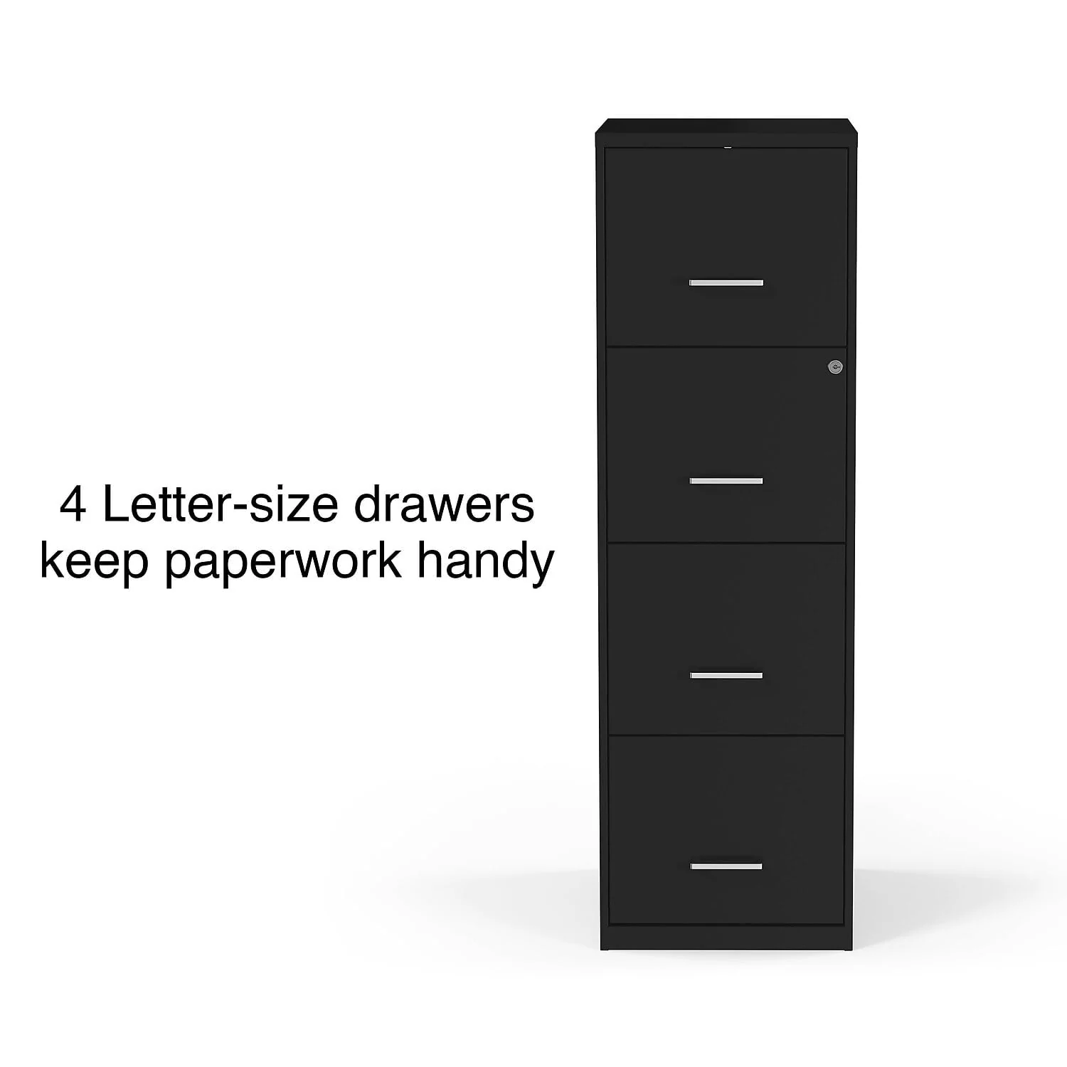 Staples 4-Drawer Vertical File Cabinet Locking Letter Black 18"D (52152) 16883/52152 - Image 2
