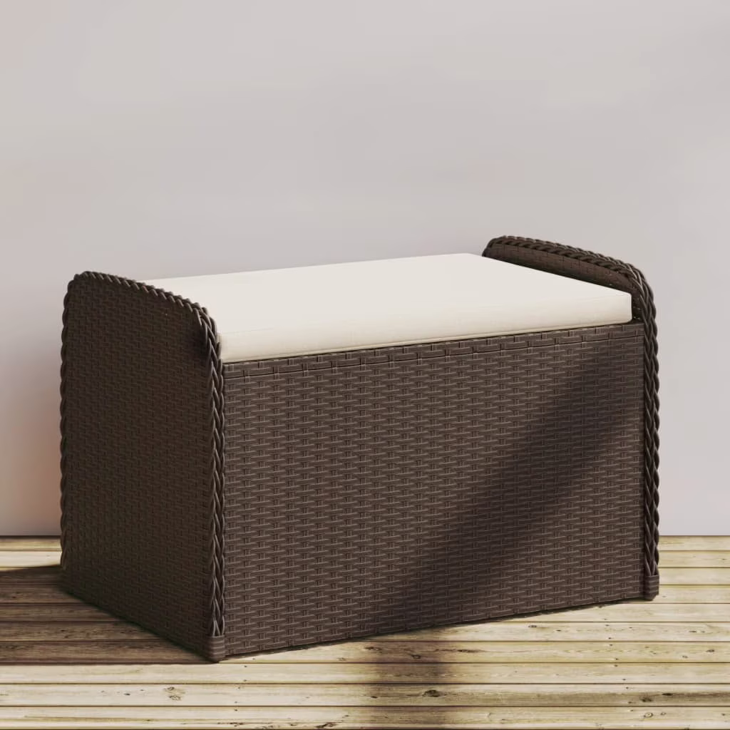 vidaXL Storage Bench with Cushion Outdoor Garden Seat Furniture Poly Rattan