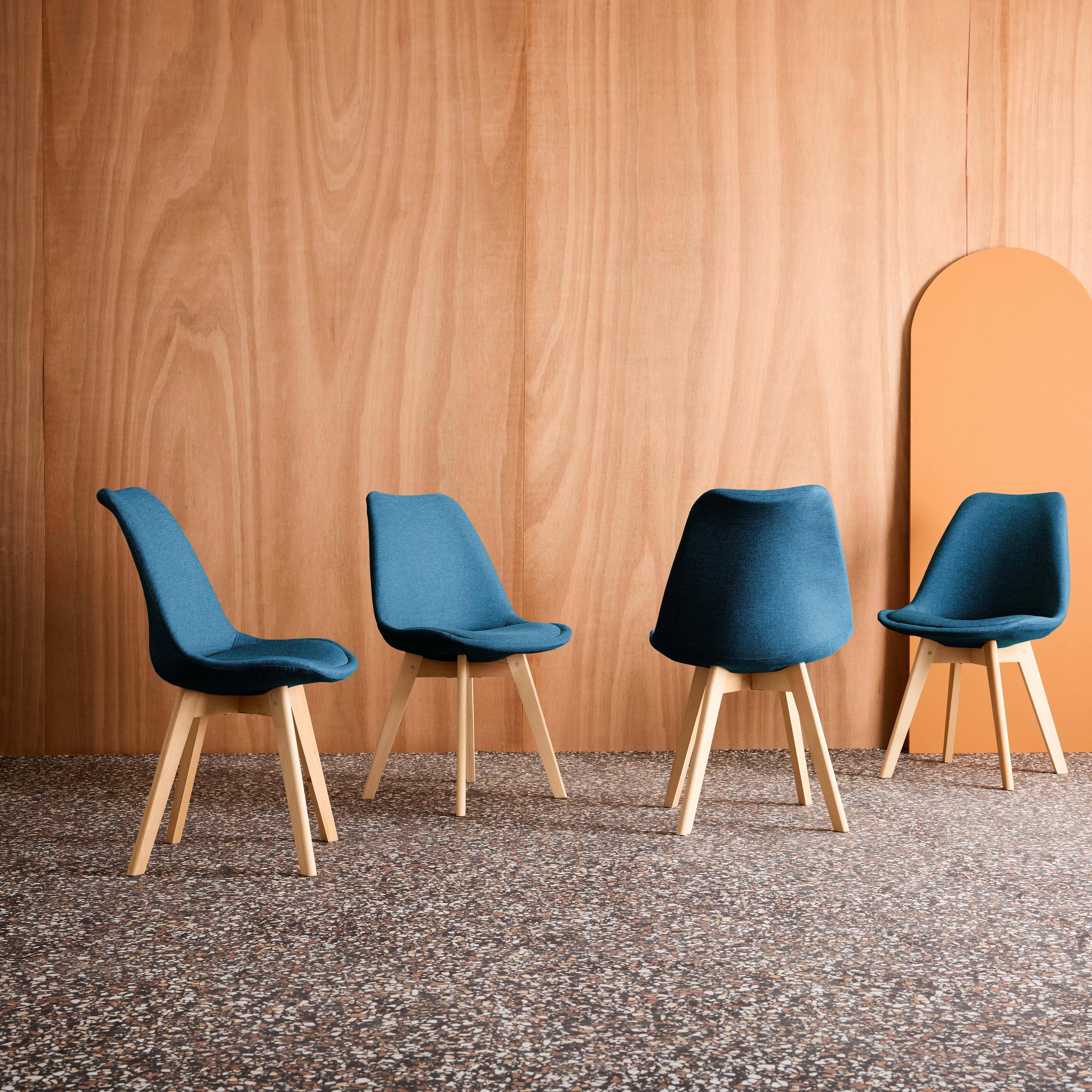 Nils tela simple - Silla escandinava de madera de haya y tela simple, set de 4