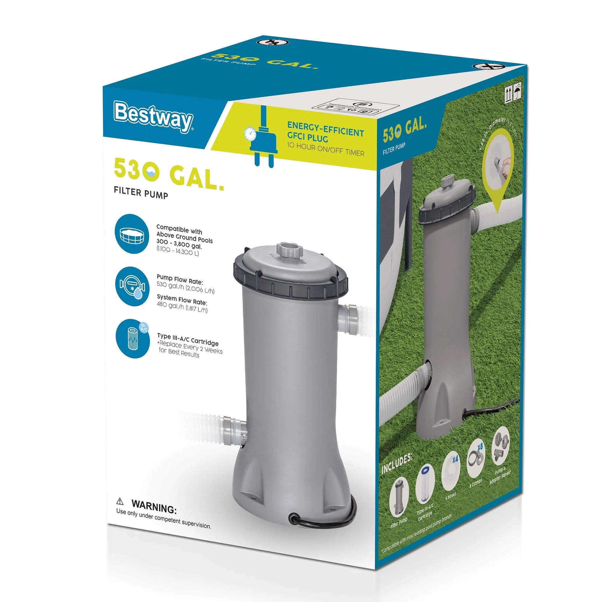 Bestway Flowclear 530 Gallons per Hour Above Ground Pool Filter Pump - Image 11