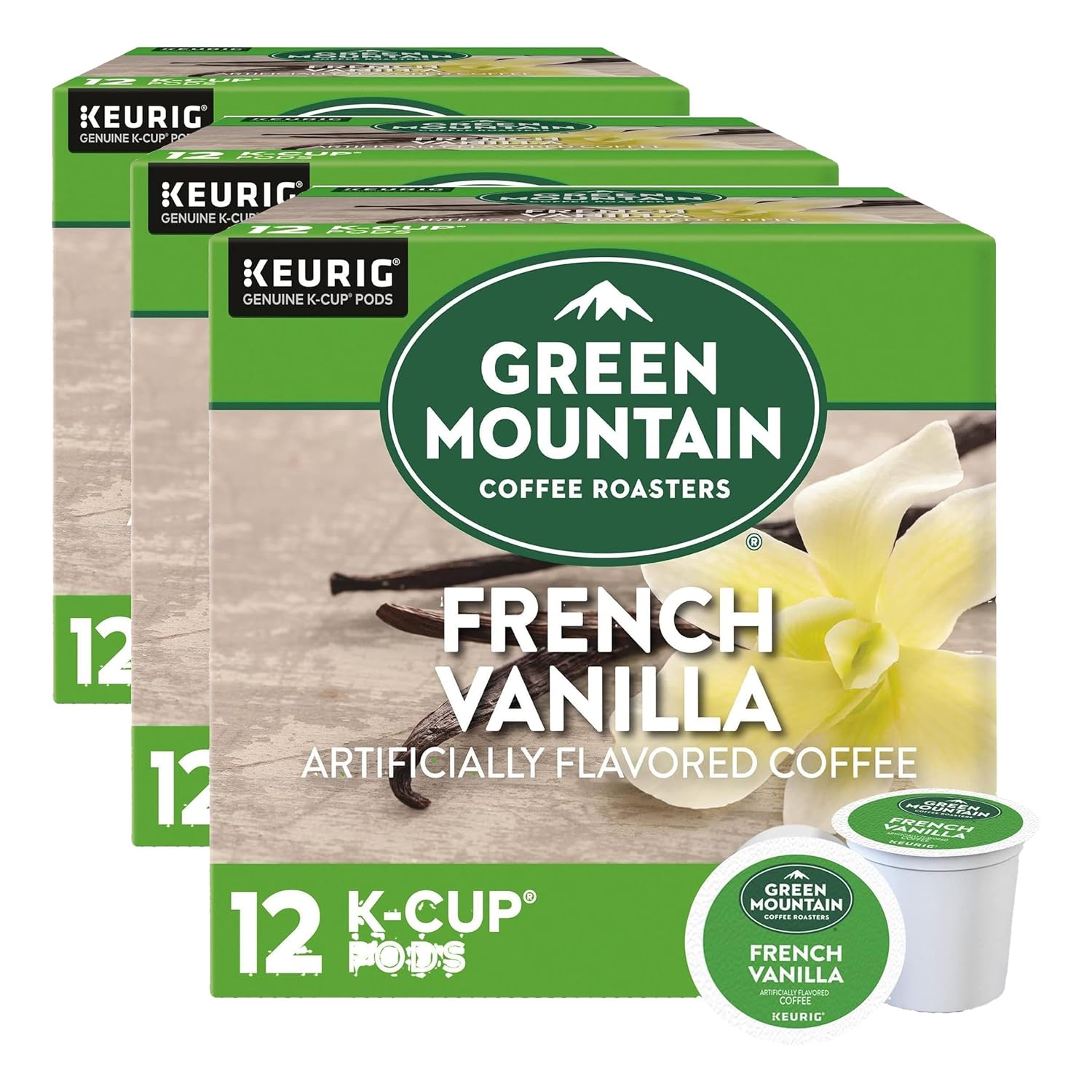 Green Mountain Coffee Roasters French Vanilla. Keurig Single-Serve K-Cup Pods. Light Roast Coffee. 12 Count (Pack of 3)