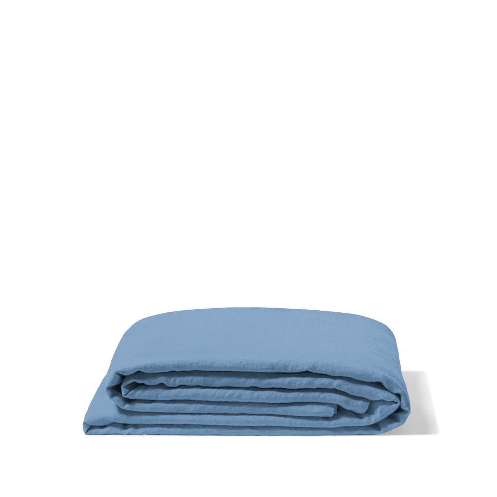 Drap plat en lin lavé - Bleu Primaire
