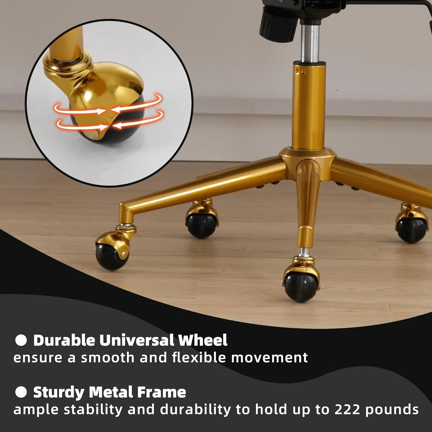 Westice Home Office Desk Chairs, Velvet Task Chair, Height Adjustable Swivel Vanity Chair with Golden Base for Vanity Study, Living Room Computer Room, Beige - Image 56