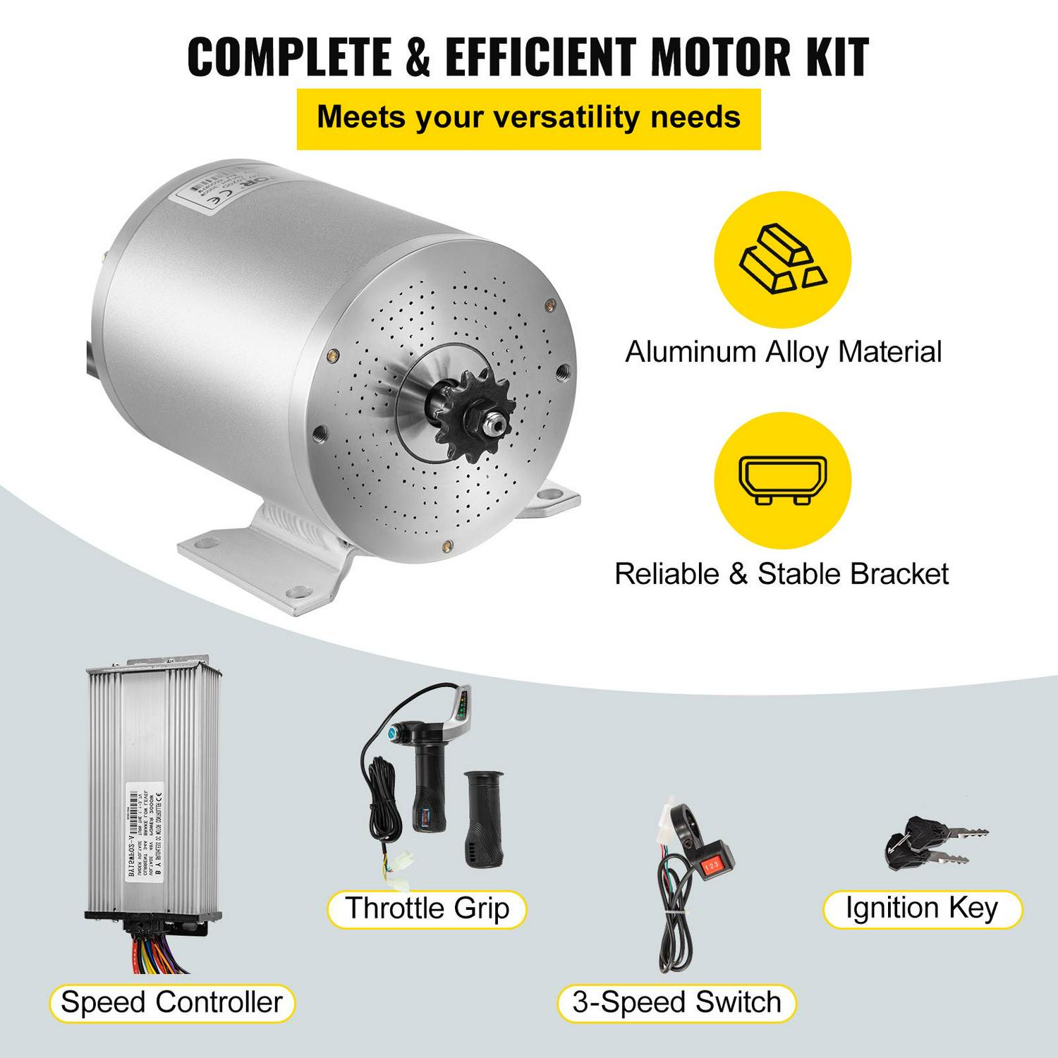 VEVOR 48V 2000W Brushless DC Motor Kit. 4300 RPM. with Controller & Throttle. for Go Kart/ATV. 10 lb - Image 6
