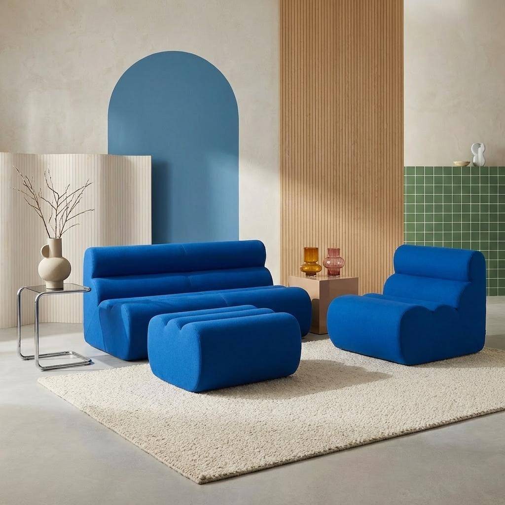 Nova tejido - Sofá modular de tela con reposapiés, 3 plazas