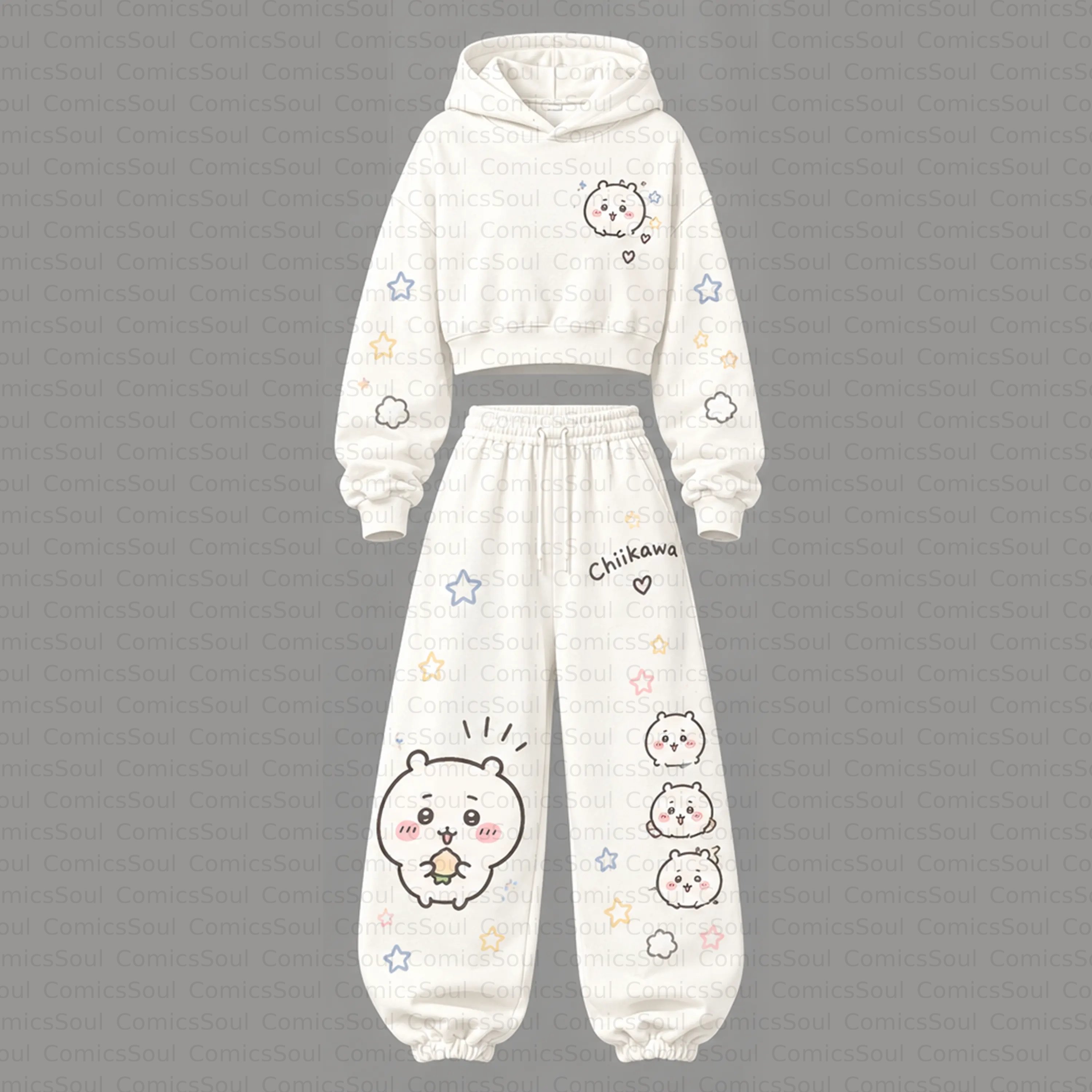 CHIIKAWA Cropped Long Sleeve Hoodie & High Waist Jogger Pants Two Piece TeeThreads Sustain the Scene with Custom Apparel